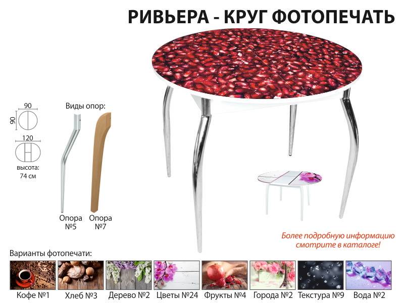 стол обеденный ривьера круг фотопечать в Санкт-Петербурге