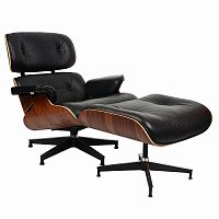 кресло eames style lounge chairчерное с коричневым в Санкт-Петербурге