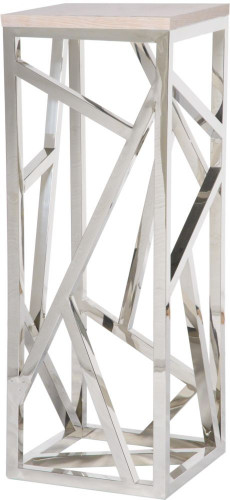 консоль geometric высокая 40x40x110 хром, белая столешница в Санкт-Петербурге