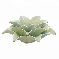 подсвечник керамический в виде лотоса с золотыми лепестками flower lotus pale green medium, 12 см в Санкт-Петербурге