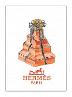 постер hermes подарочные коробки на белом фоне, а3 в Санкт-Петербурге