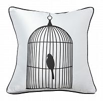 подушка с птичкой в клетке birdie in a cage white в Санкт-Петербурге