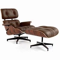 кресло eames style lounge chair & ottoman premium коричневое в Санкт-Петербурге