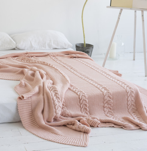 комплект плед с косами (180*220) и 2 наволочки (50*50) св. персик в Санкт-Петербурге