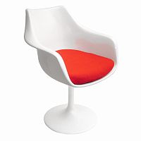 кресло tulip armchair бело-красное шерсть в Санкт-Петербурге