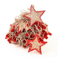 набор елочных украшений звезда деревянная с красным ободком christmas stars, 30 штук в Санкт-Петербурге