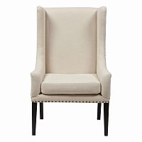 кресло мягкое с ушами белое nailhead fabric armchair в Санкт-Петербурге