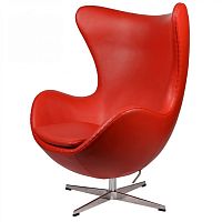 кресло arne jacobsen style egg chair кожа красное в Санкт-Петербурге