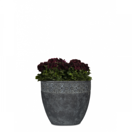 вазон из искусственного камня с резным бордюром 35 см пуатье черный в Санкт-Петербурге