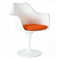 кресло tulip armchair бело-оранжевое шерсть в Санкт-Петербурге