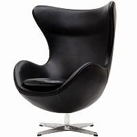 кресло с подлокотниками arne jacobsen style egg chair черное в Санкт-Петербурге