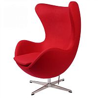 кресло arne jacobsen style egg chair красная шерсть в Санкт-Петербурге