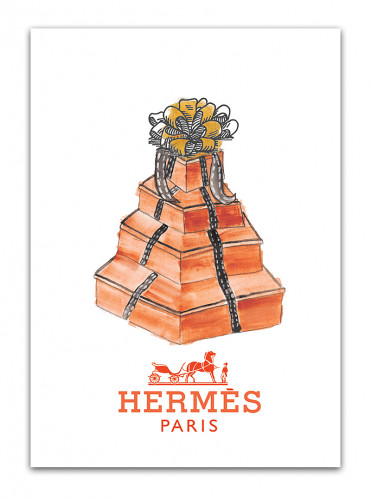 постер hermes подарочные коробки на белом фоне, а4 в Санкт-Петербурге