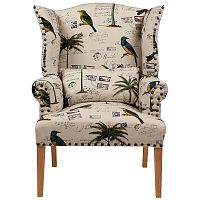 кресло мягкое с ушами quinn tufted armchair бежевое с рисунком в Санкт-Петербурге